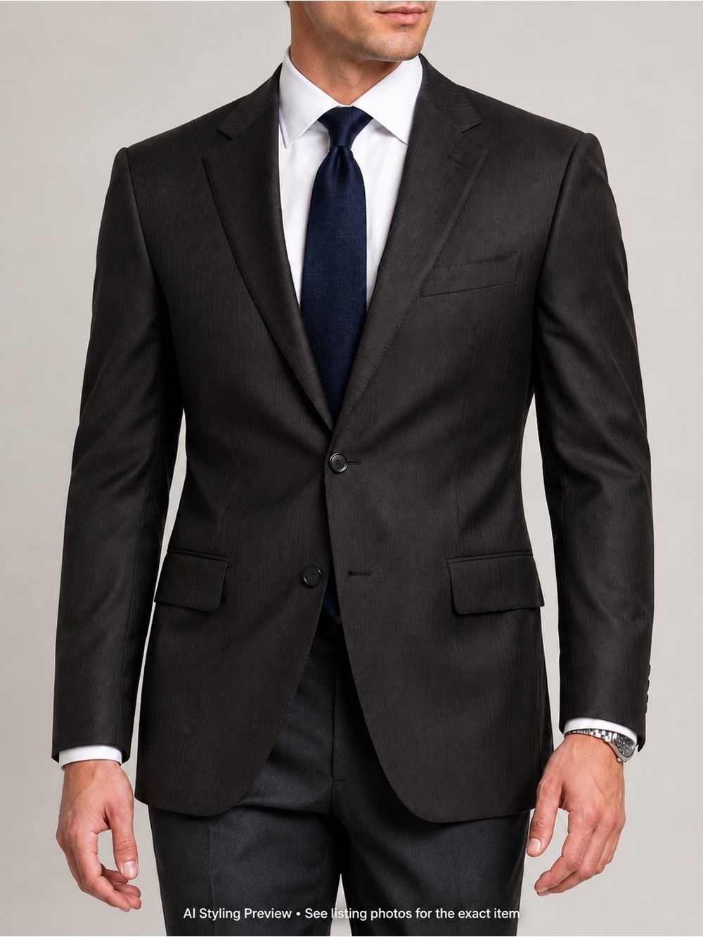 Pronto Uomo Super 120’s Wool Sport Coat Blazer 36R Brown Pinstripe Suit Jacket
